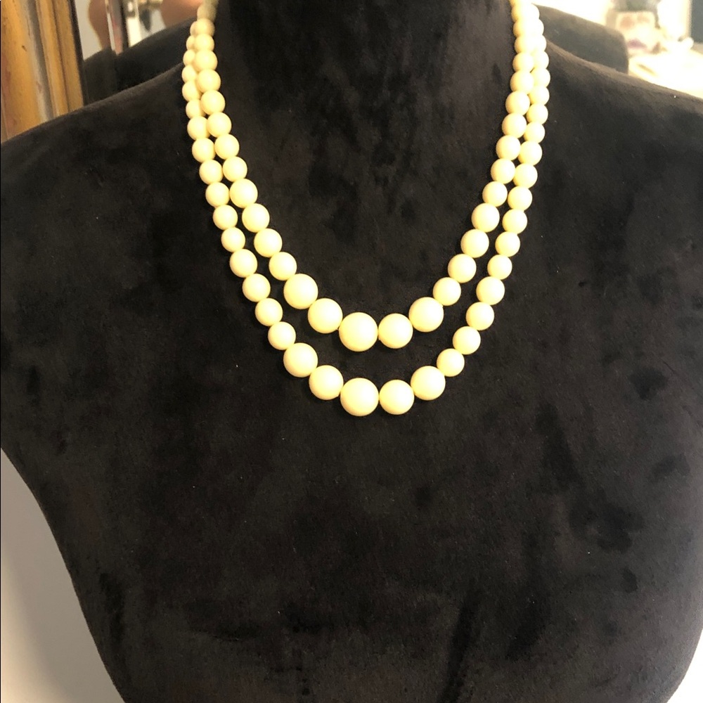 Classic Two-Strand Cream Bead Necklace